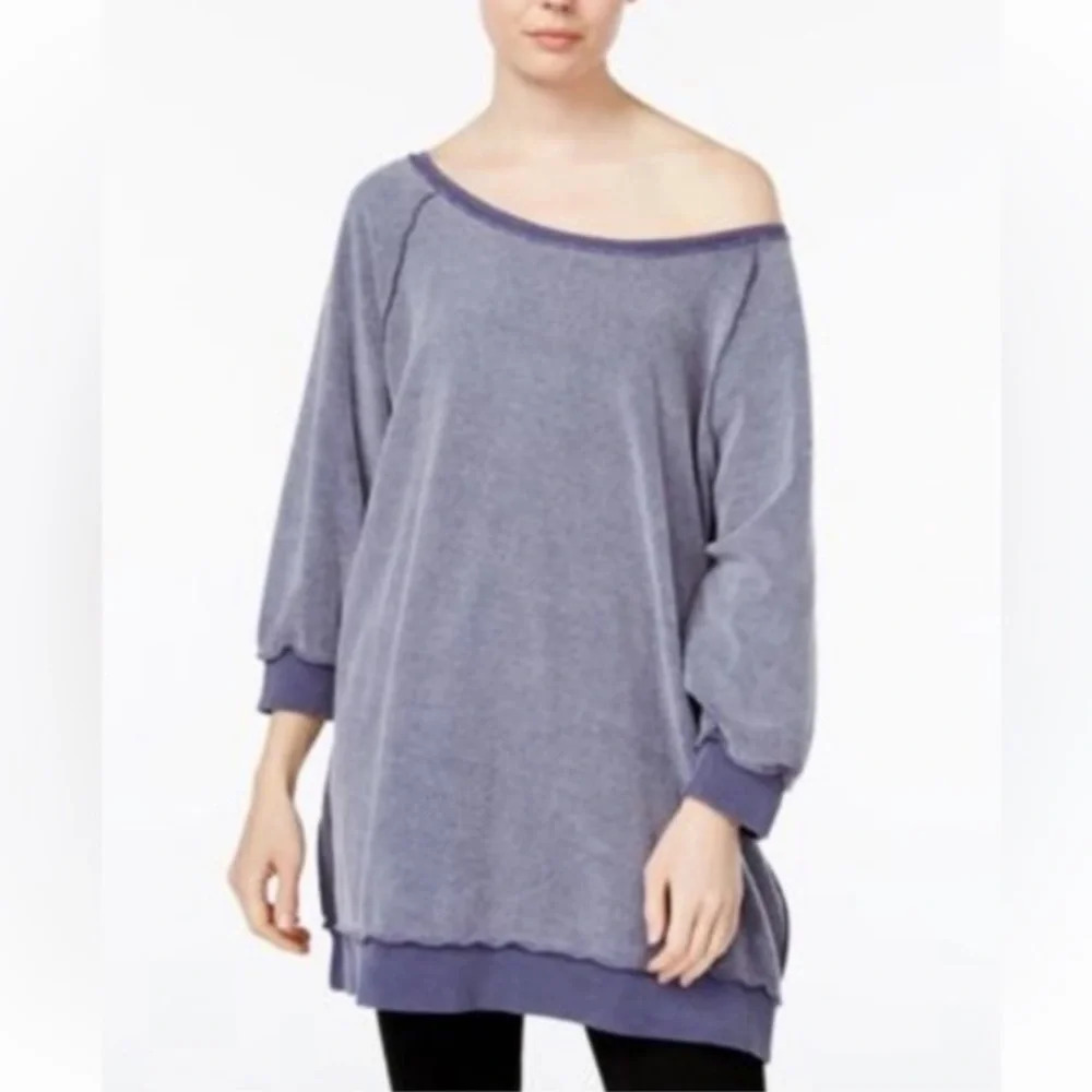 Free People Women's Sweater My Sweatshirt Scoop Neck Pullover Purple W-491 Sz S